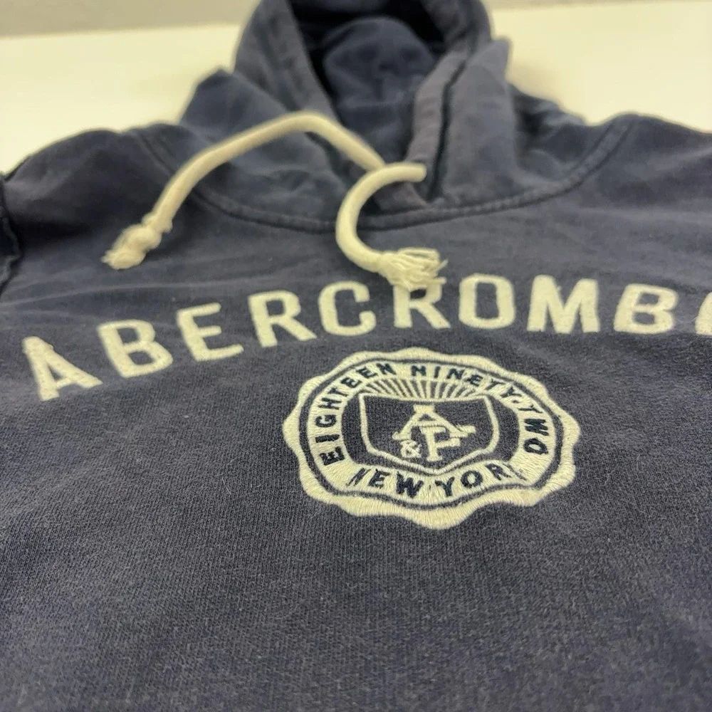 Abercrombie & Fitch Hoodie Women Medium Blue Pullover Fleece Kangaroo Pocket Y2K